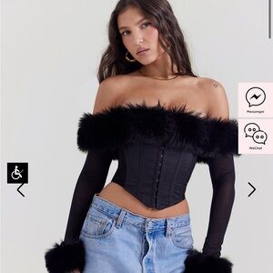 Brand new house of cb longsleeve fur corset with tags